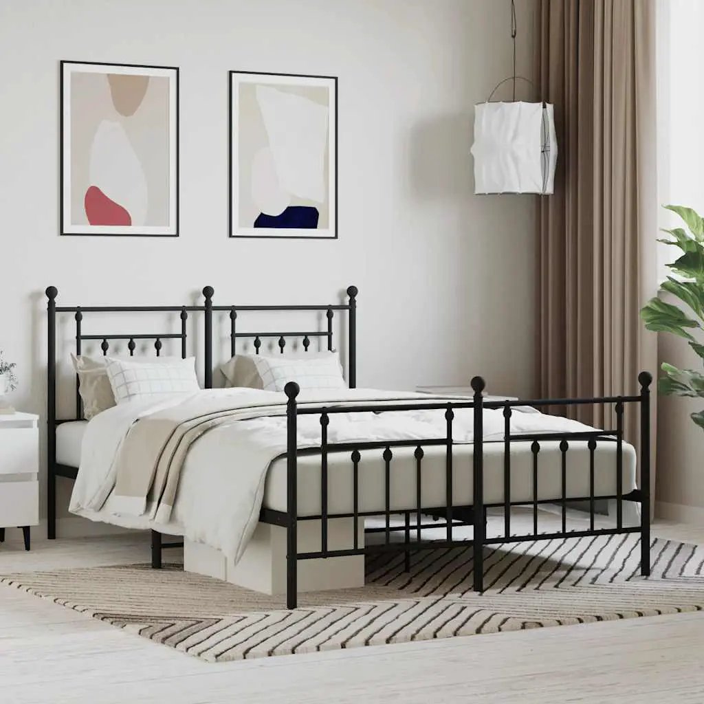 vidaXL Bed Frame | Black | Powder-Coated Steel | Small Single | Bed Frame - from vidaXL