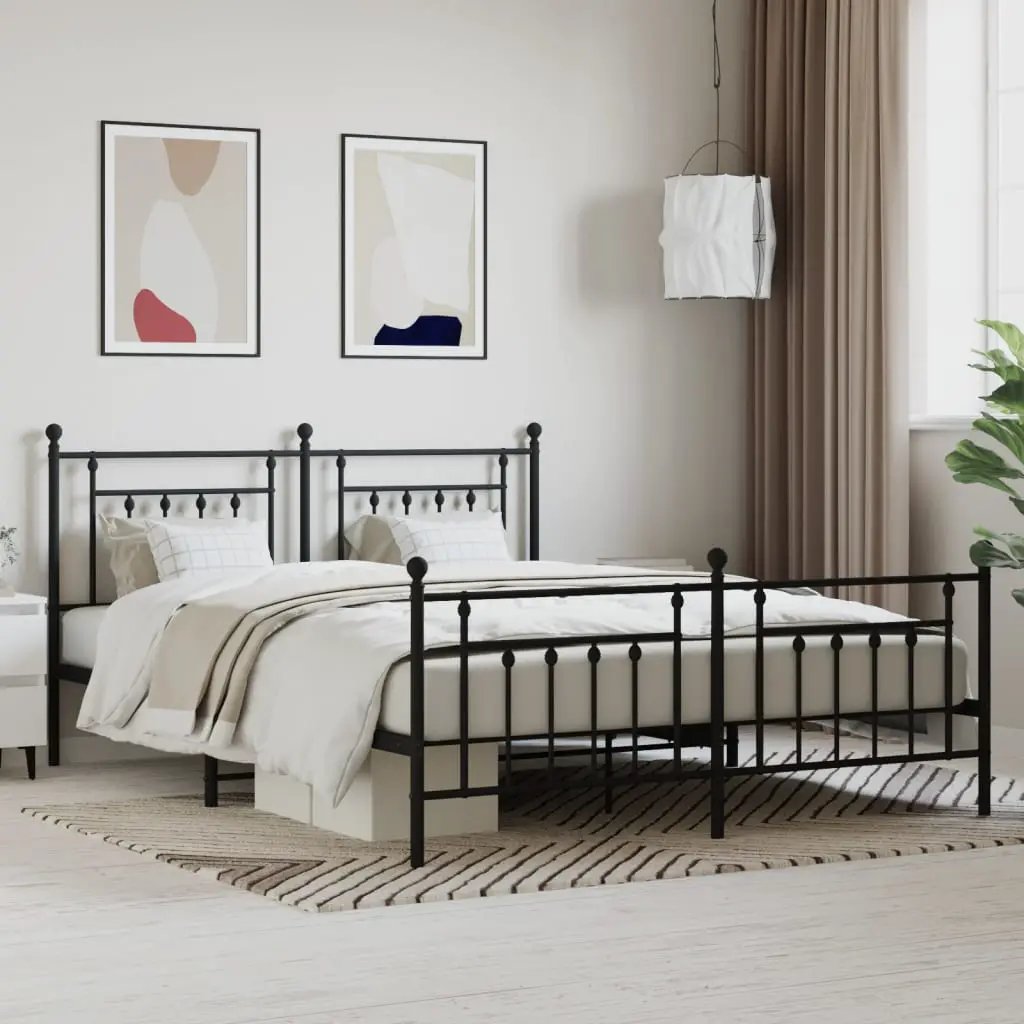 vidaXL Bed Frame | Black | Powder-Coated Steel | Small Single | Bed Frame - from vidaXL