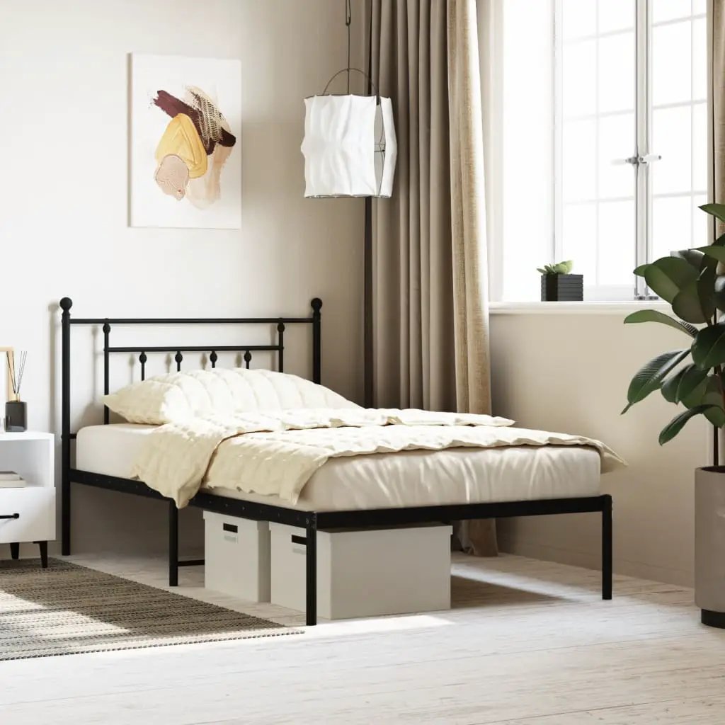 vidaXL Bed Frame | Black | Powder-Coated Steel | Small Single | Bed Frame - from vidaXL