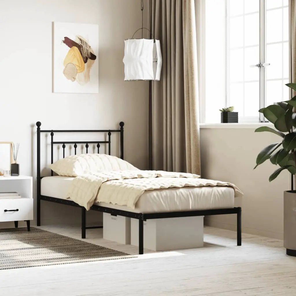vidaXL Bed Frame | Black | Powder-Coated Steel | Small Single | Bed Frame - from vidaXL