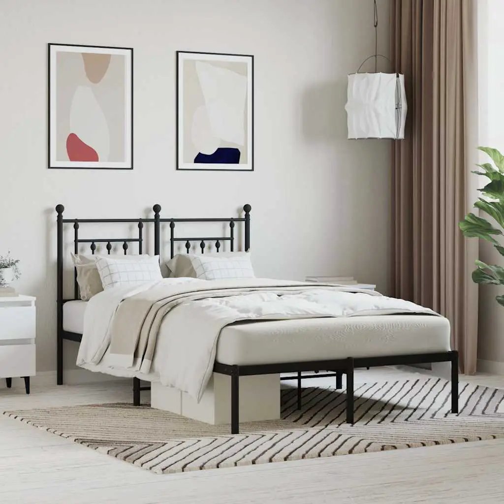 vidaXL Bed Frame | Black | Powder-Coated Steel | Small Single | Bed Frame - from vidaXL