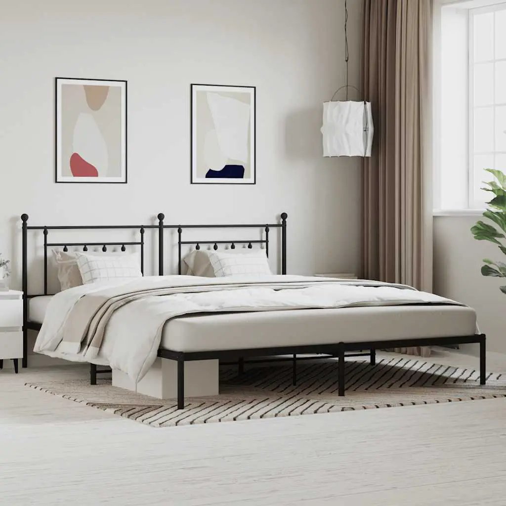vidaXL Bed Frame | Black | Powder-Coated Steel | Small Single | Bed Frame - from vidaXL