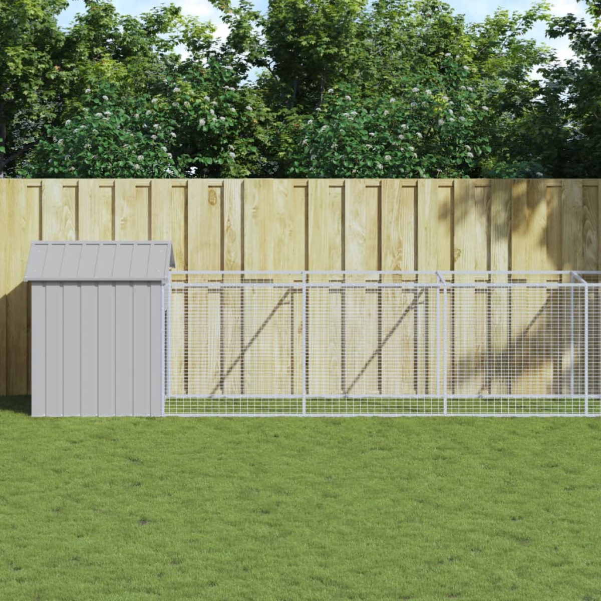 vidaXL Dog House with Roof Anthracite 117x405x123 cm Galvanised Steel - from vidaXL
