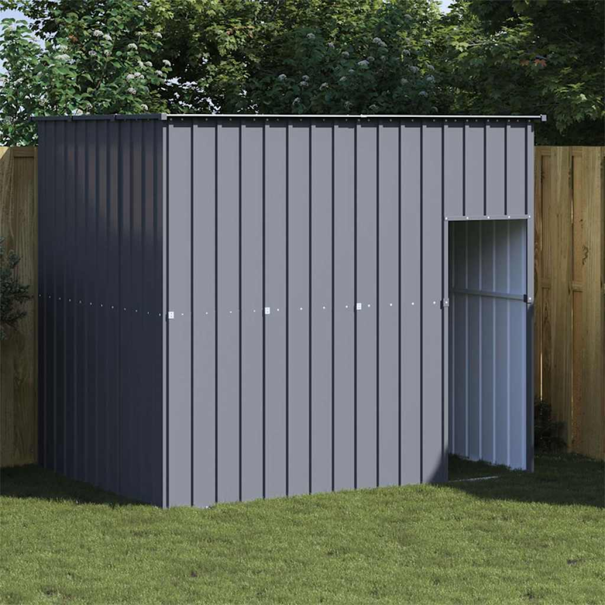 vidaXL Dog House with Run Anthracite 214x253x181 cm Galvanised Steel - from vidaXL