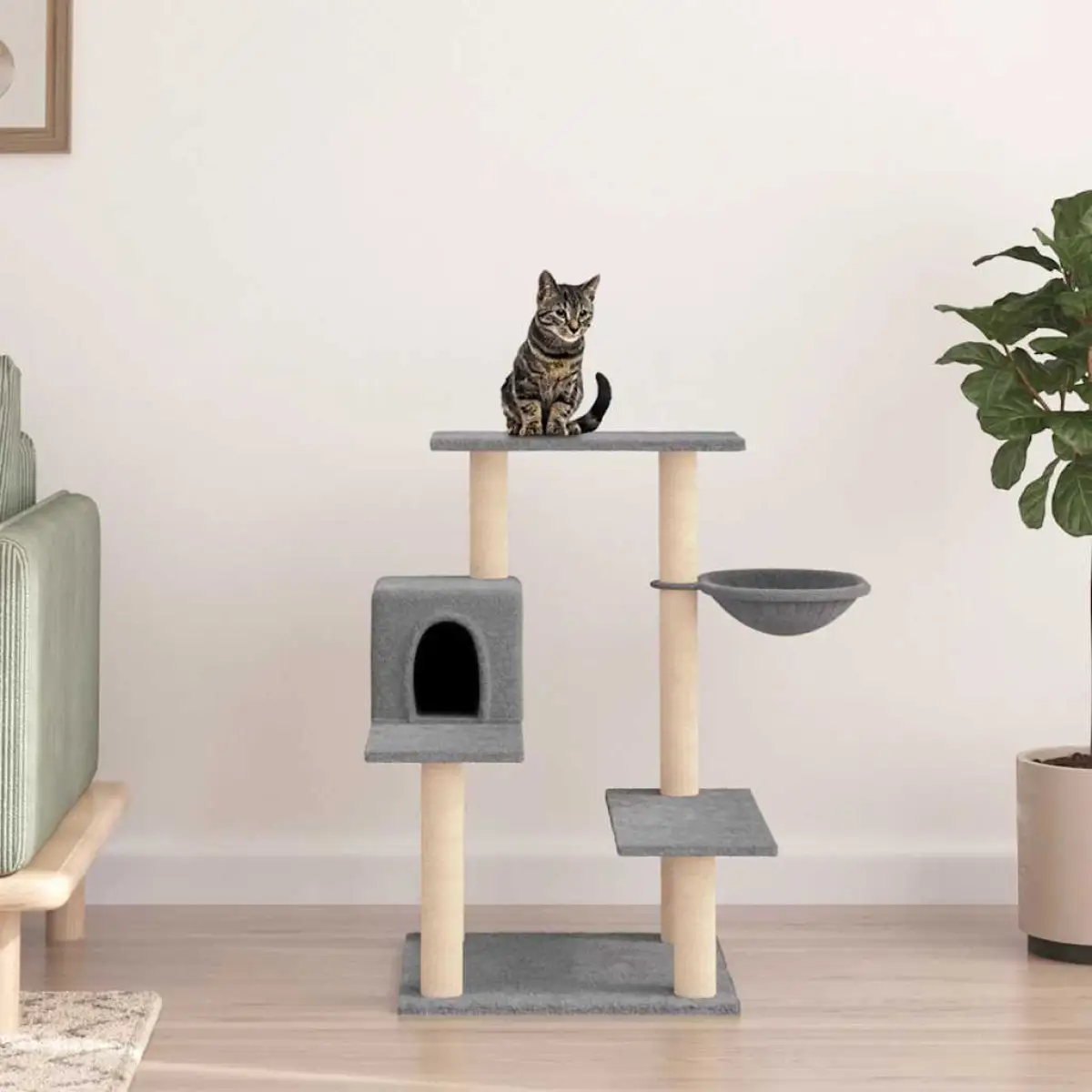 vidaXL vidaXL Cat Tree with Sisal Scratching Posts Cream 82.5 cm - Cat Tree