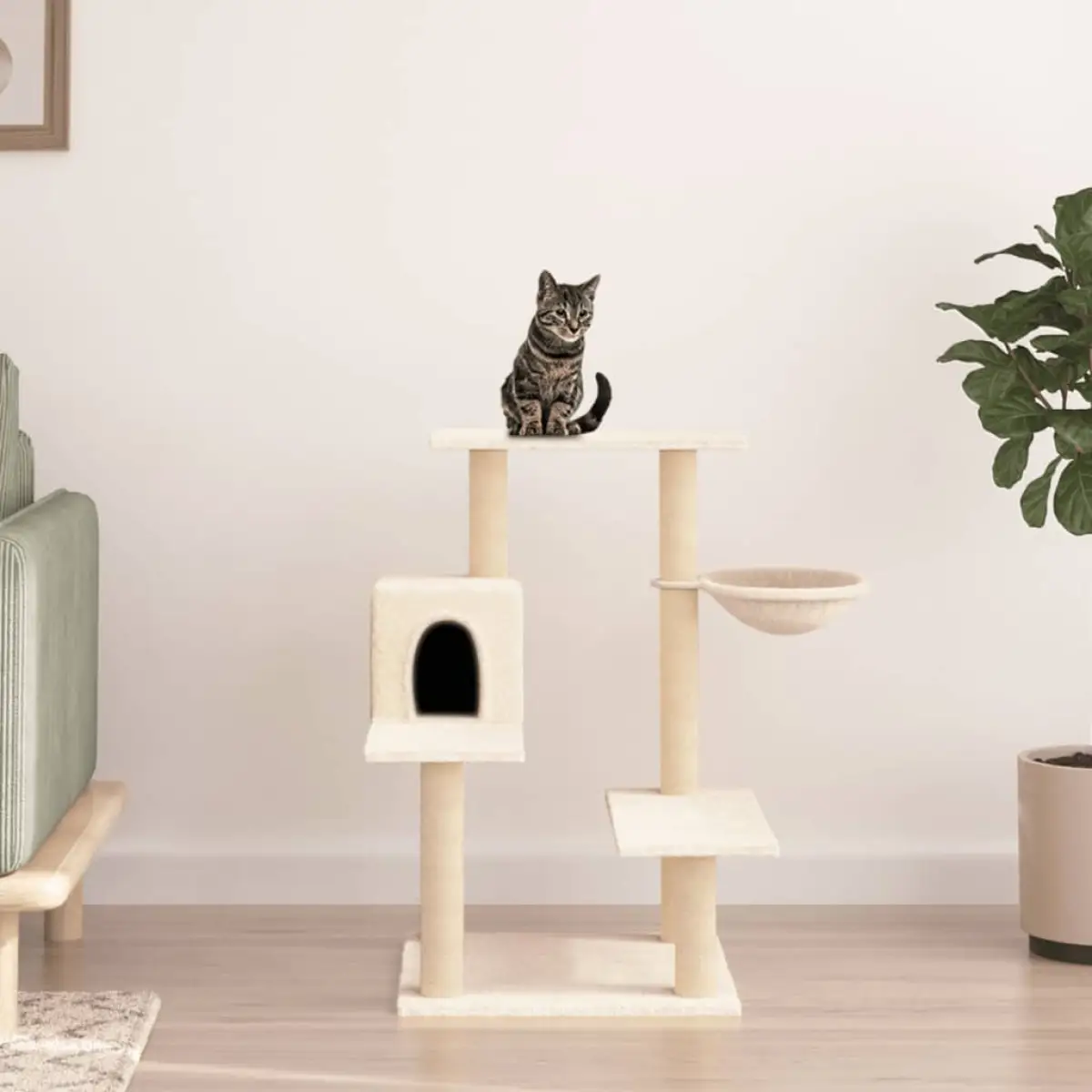 vidaXL vidaXL Cat Tree with Sisal Scratching Posts Cream 82.5 cm - Cat Tree