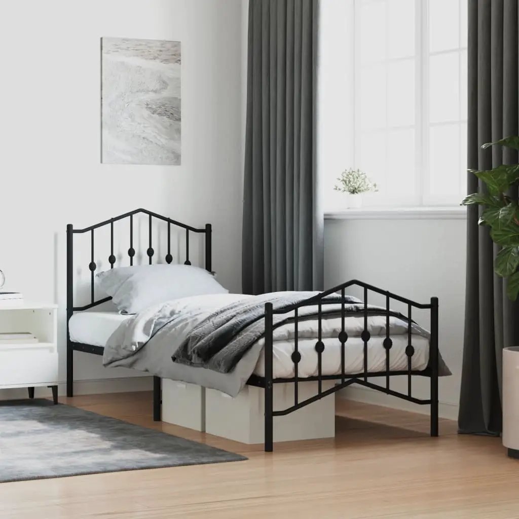 vidaXL Bed Frame | Black | Steel | Single | Bed Frame | Rectangular | Modern - from vidaXL