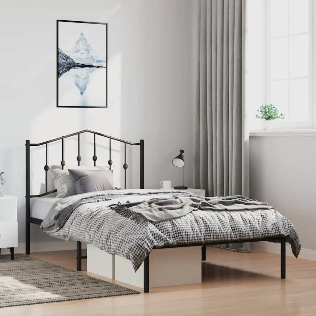 vidaXL Bed Frame | Black | Steel | Single | Bed Frame | Rectangular | Modern - from vidaXL