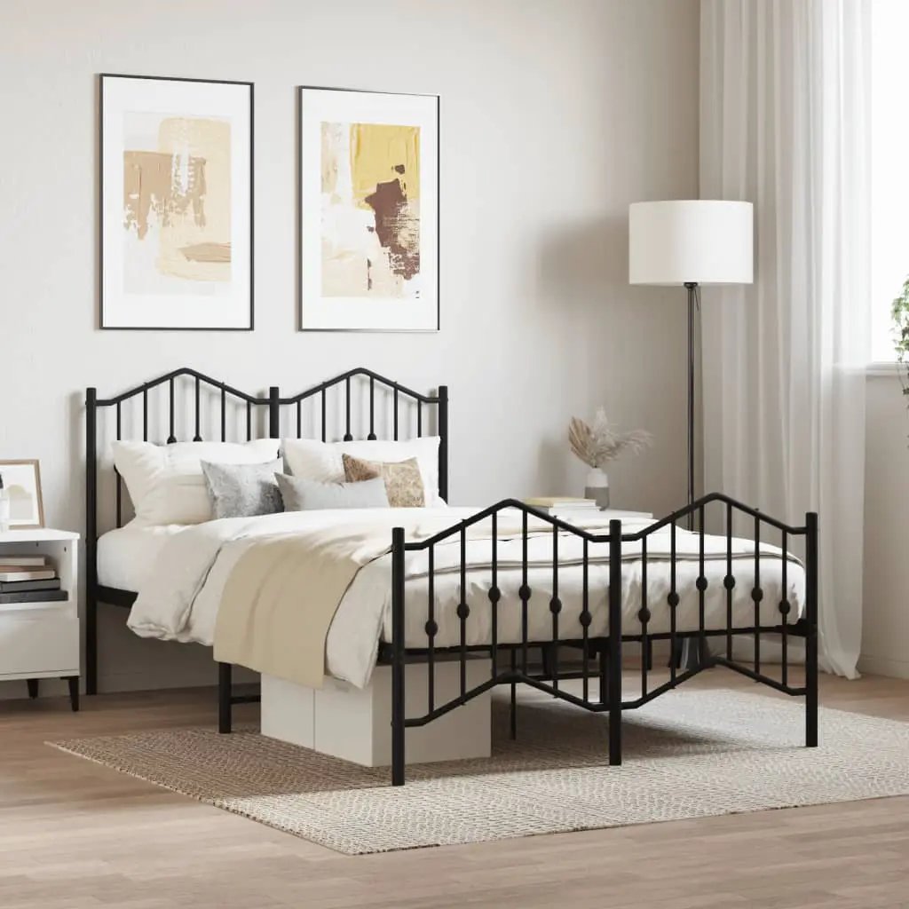vidaXL Bed Frame | Black | Steel | Single | Bed Frame | Rectangular | Modern - from vidaXL