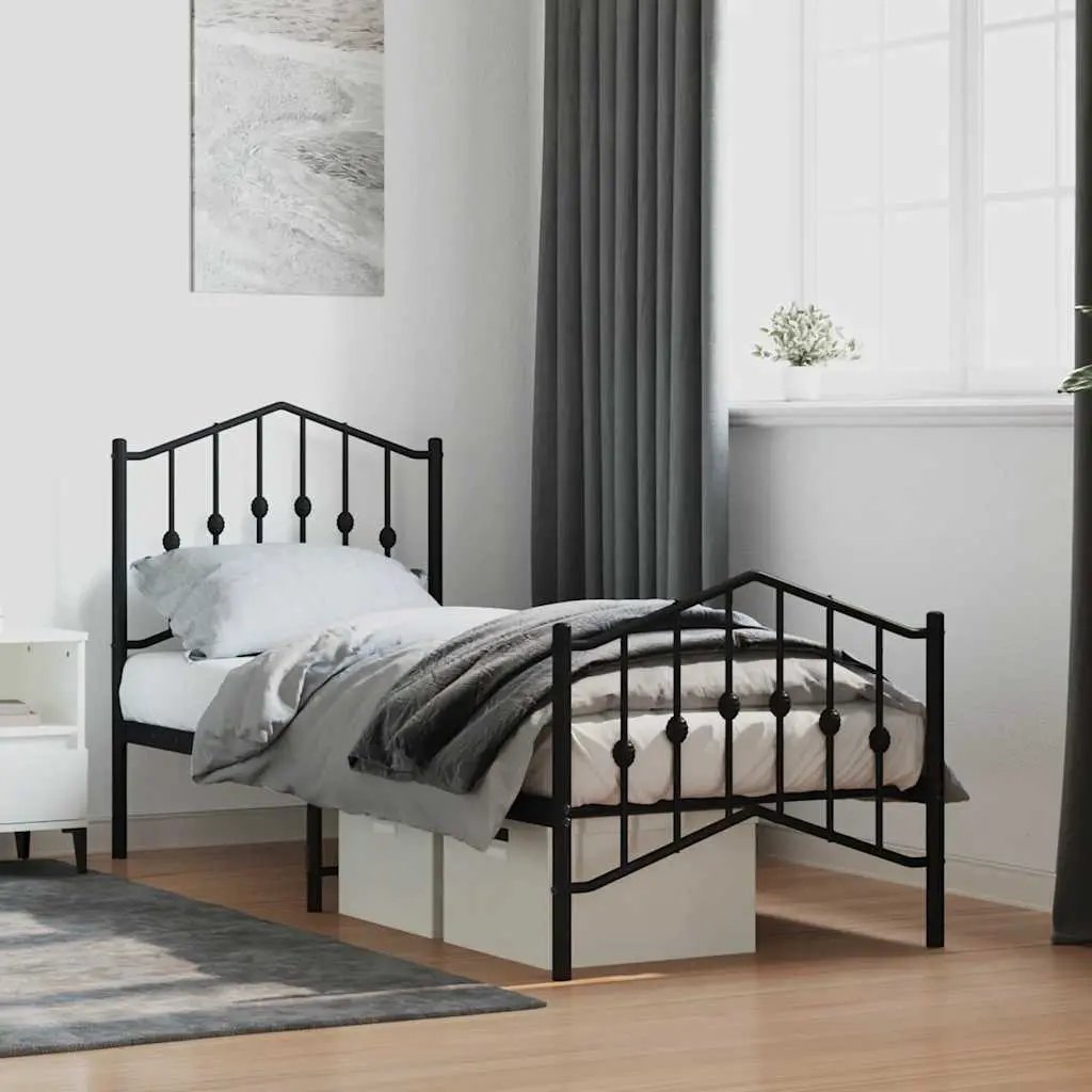 vidaXL Bed Frame | Black | Steel | Single | Bed Frame | Rectangular | Modern - from vidaXL