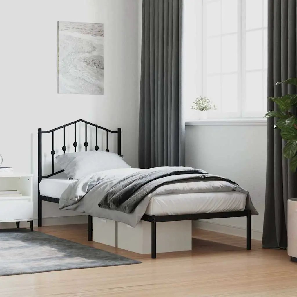 vidaXL Bed Frame | Black | Steel | Single | Bed Frame | Rectangular | Modern - from vidaXL