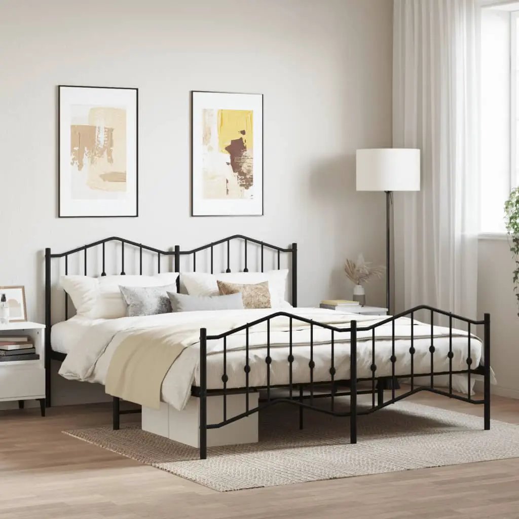 vidaXL Bed Frame | Black | Steel | Single | Bed Frame | Rectangular | Modern - from vidaXL
