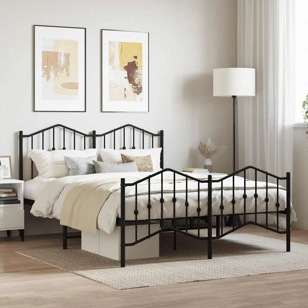vidaXL Bed Frame | Black | Steel | Single | Bed Frame | Rectangular | Modern - from vidaXL