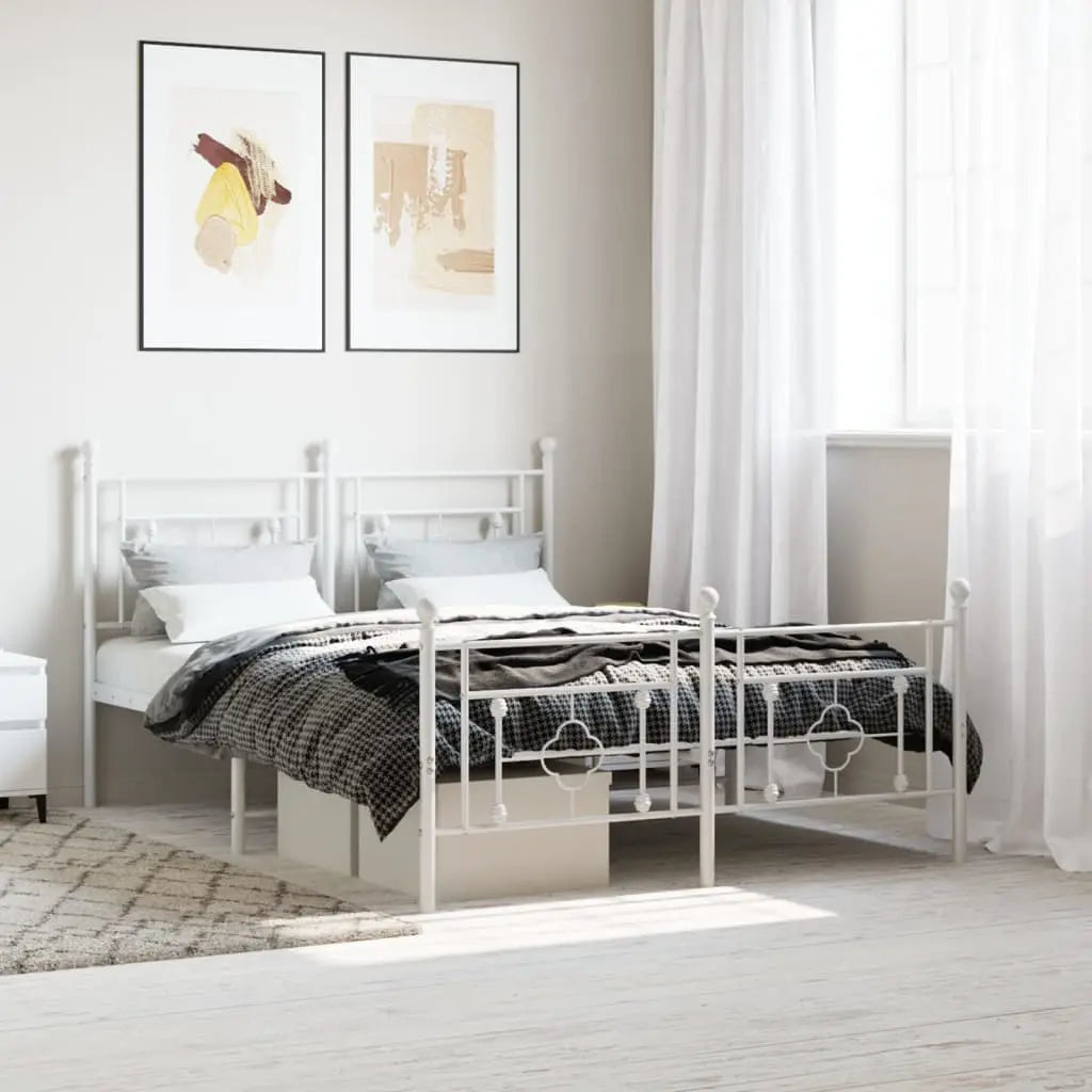 vidaXL Metal Bed Frame without Mattress with Headboard Black 75x190cm - from vidaXL