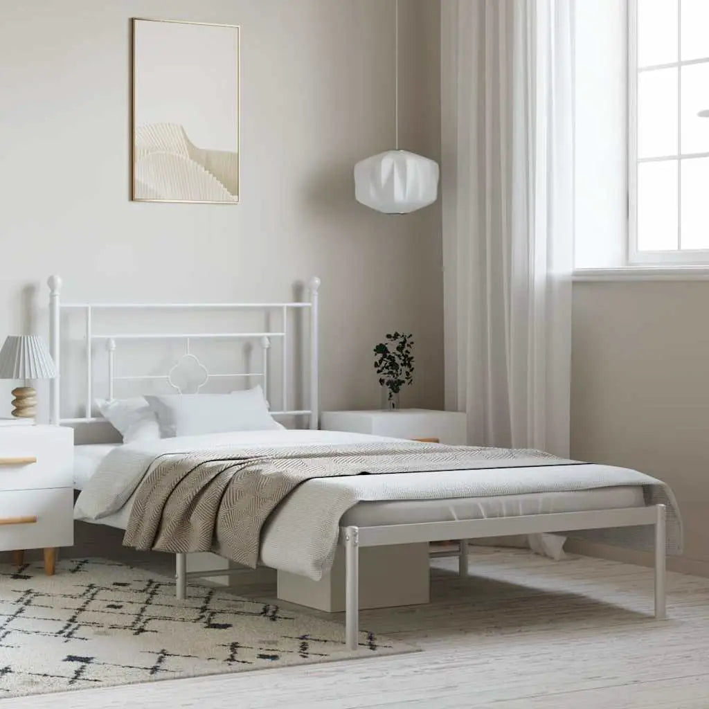 vidaXL Metal Bed Frame without Mattress with Headboard Black 75x190cm - from vidaXL