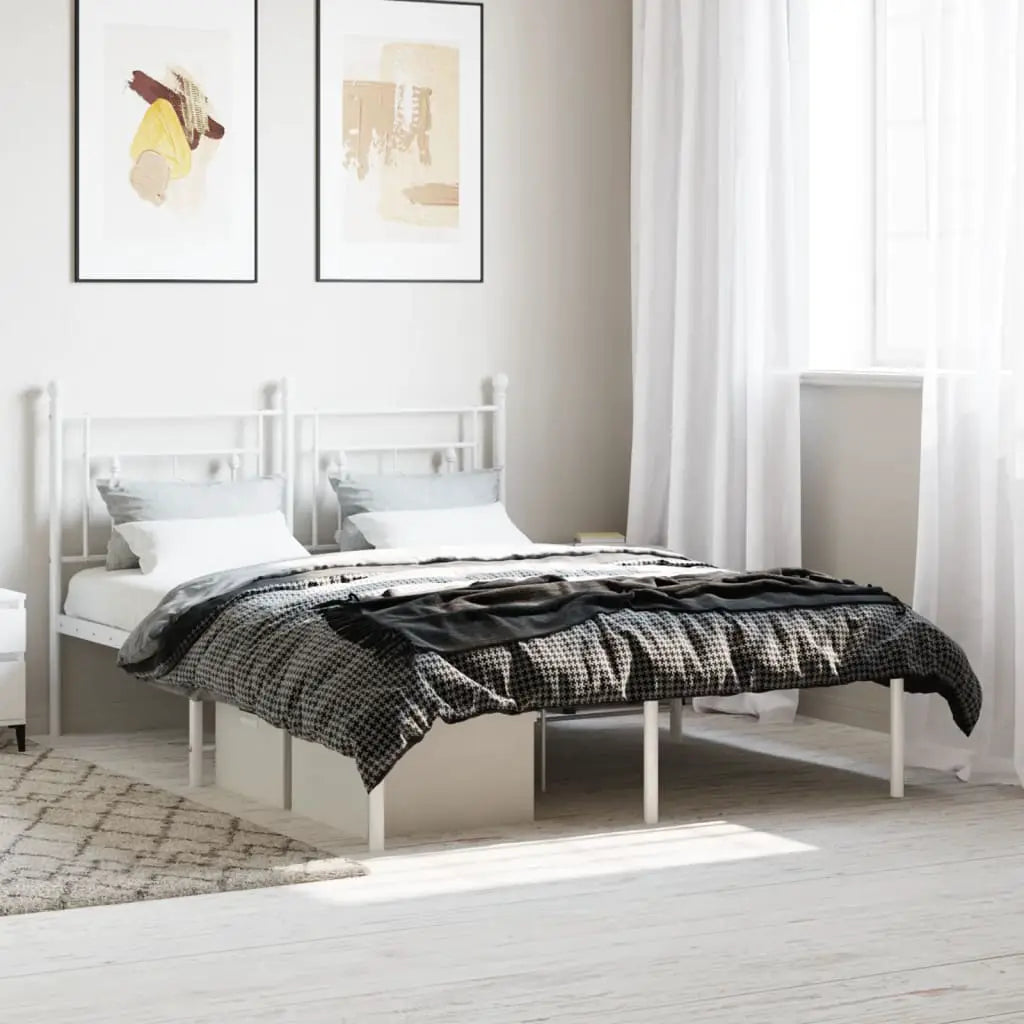 vidaXL Metal Bed Frame without Mattress with Headboard Black 75x190cm - from vidaXL