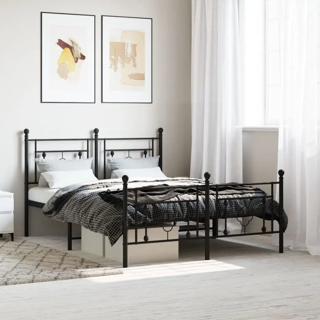 vidaXL Metal Bed Frame without Mattress with Headboard Black 75x190cm - from vidaXL