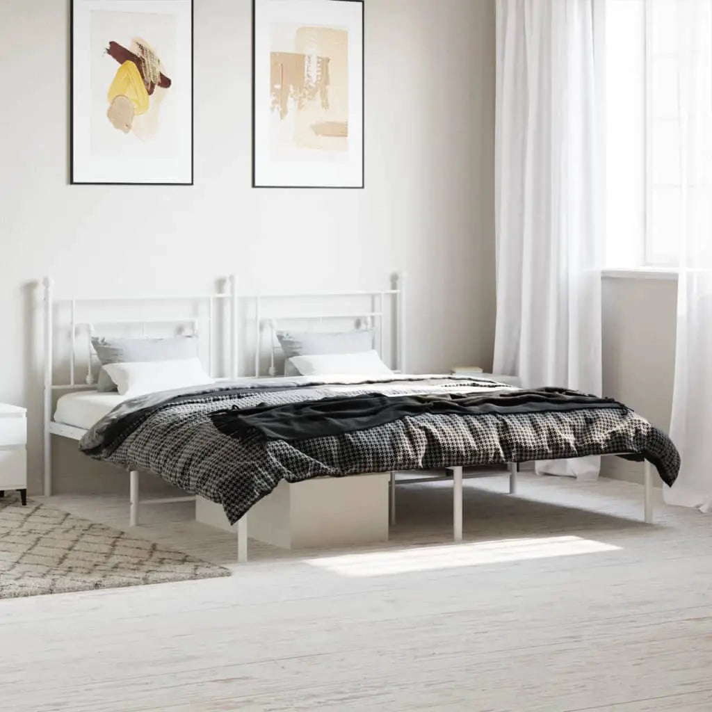 vidaXL Metal Bed Frame without Mattress with Headboard Black 75x190cm - from vidaXL