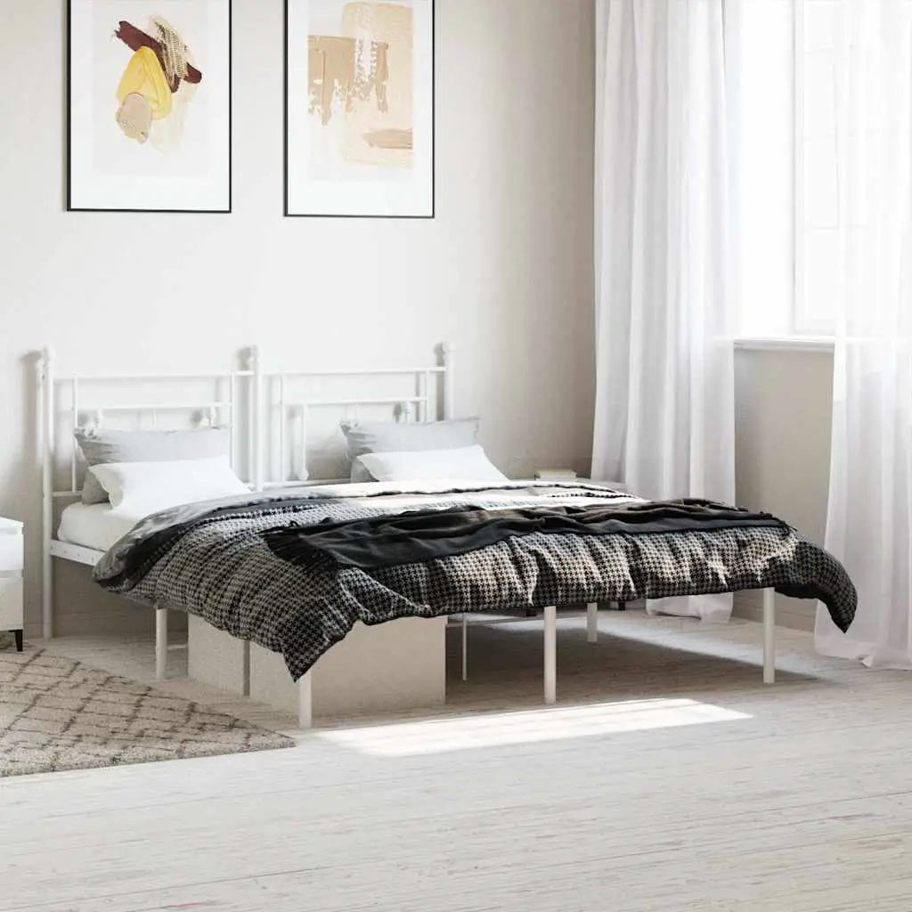 vidaXL Metal Bed Frame without Mattress with Headboard Black 75x190cm - from vidaXL