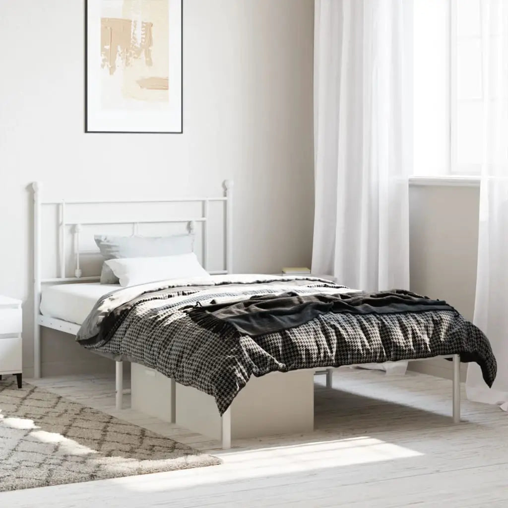 vidaXL Metal Bed Frame without Mattress with Headboard Black 75x190cm - from vidaXL