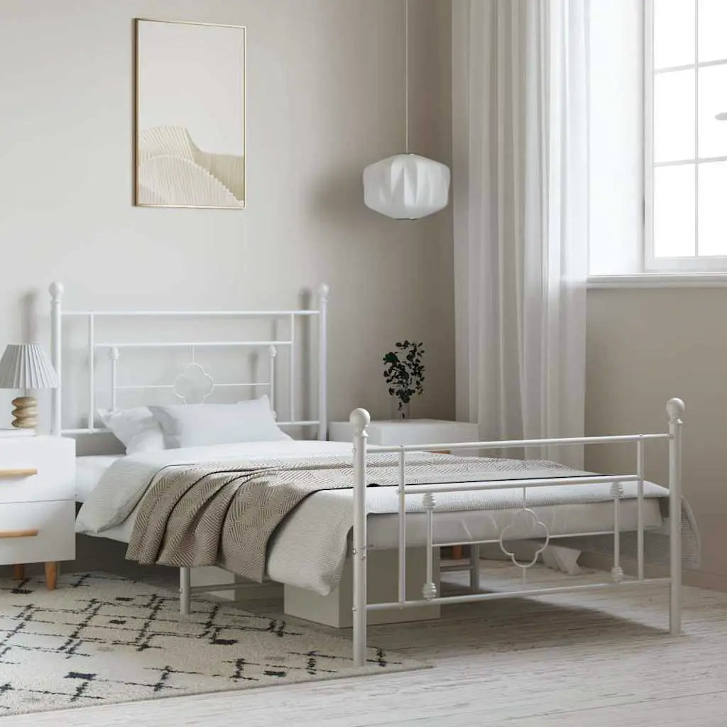 vidaXL Metal Bed Frame without Mattress with Headboard Black 75x190cm - from vidaXL