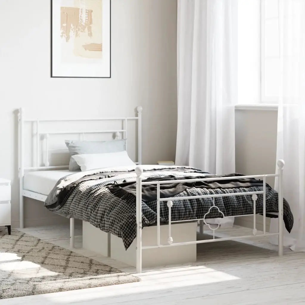 vidaXL Metal Bed Frame without Mattress with Headboard Black 75x190cm - from vidaXL