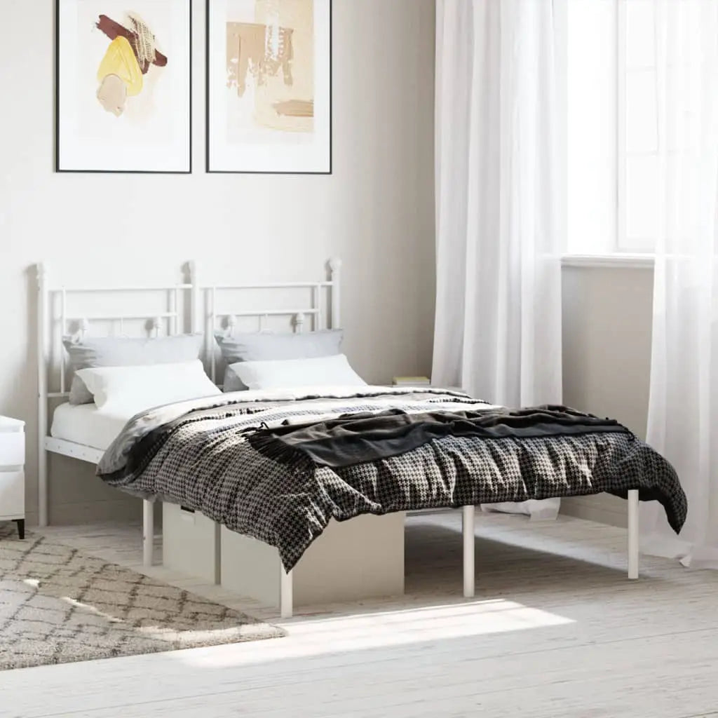 vidaXL Metal Bed Frame without Mattress with Headboard Black 75x190cm - from vidaXL