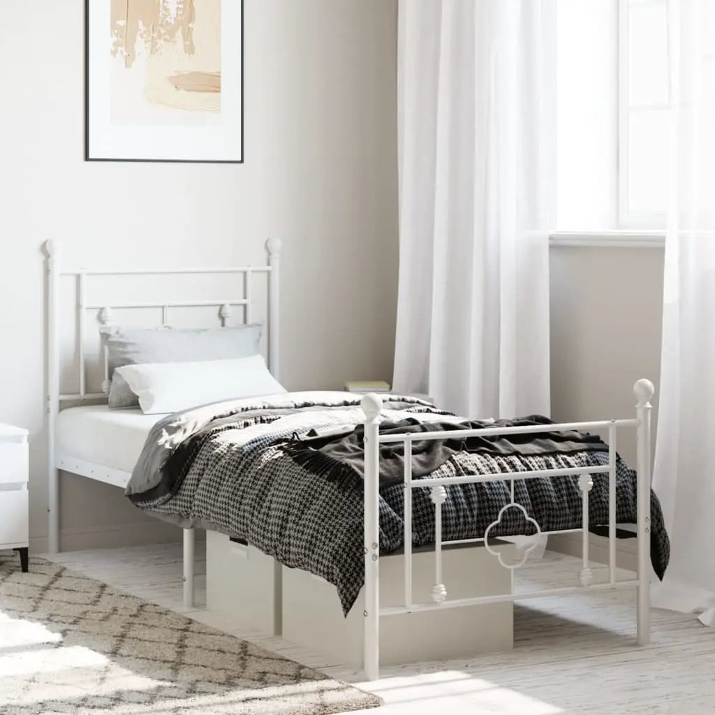 vidaXL Metal Bed Frame without Mattress with Headboard Black 75x190cm - from vidaXL