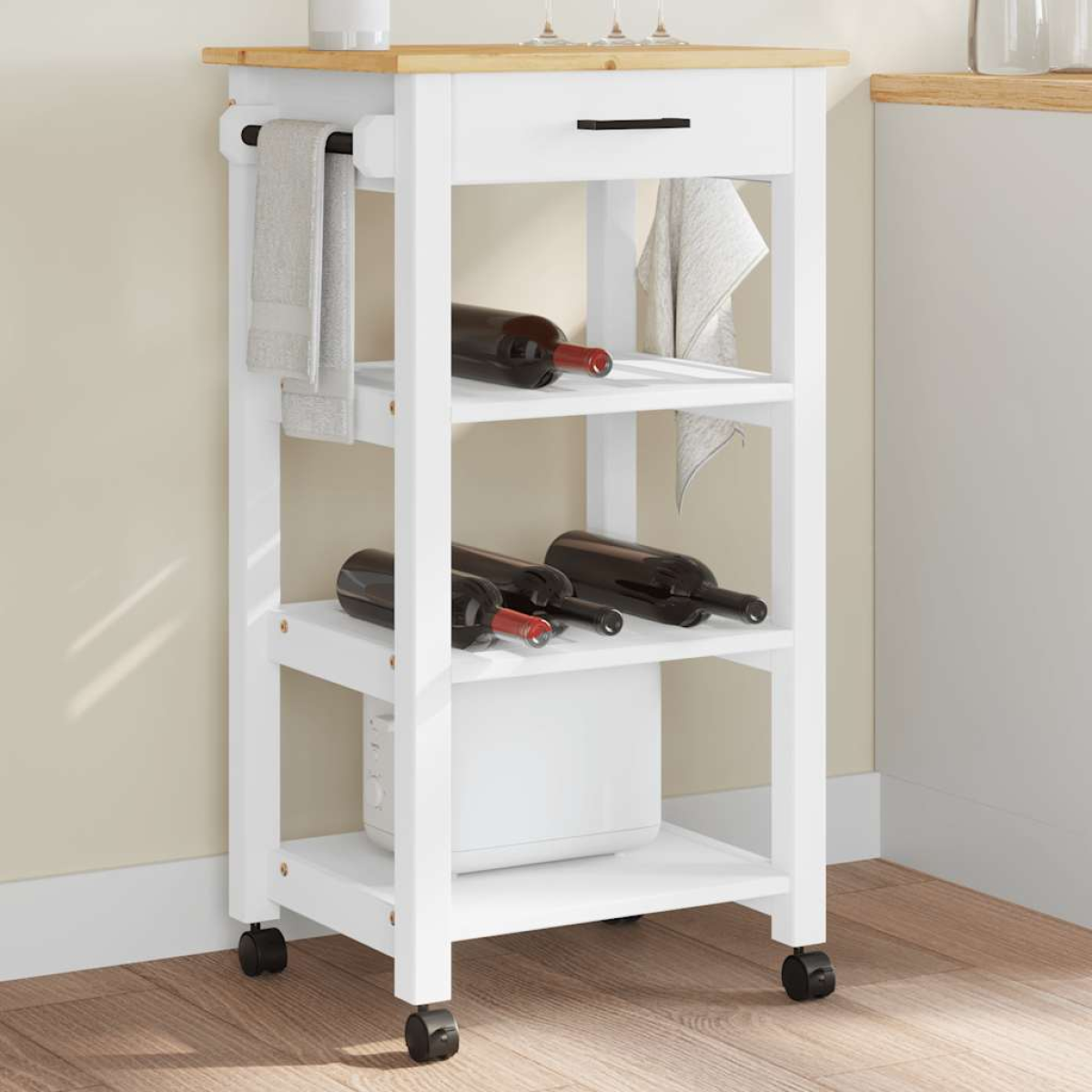 vidaXL Kitchen Trolley MONZA Black 48 x 40 x 88.5 cm Solid Pine Wood - from vidaXL