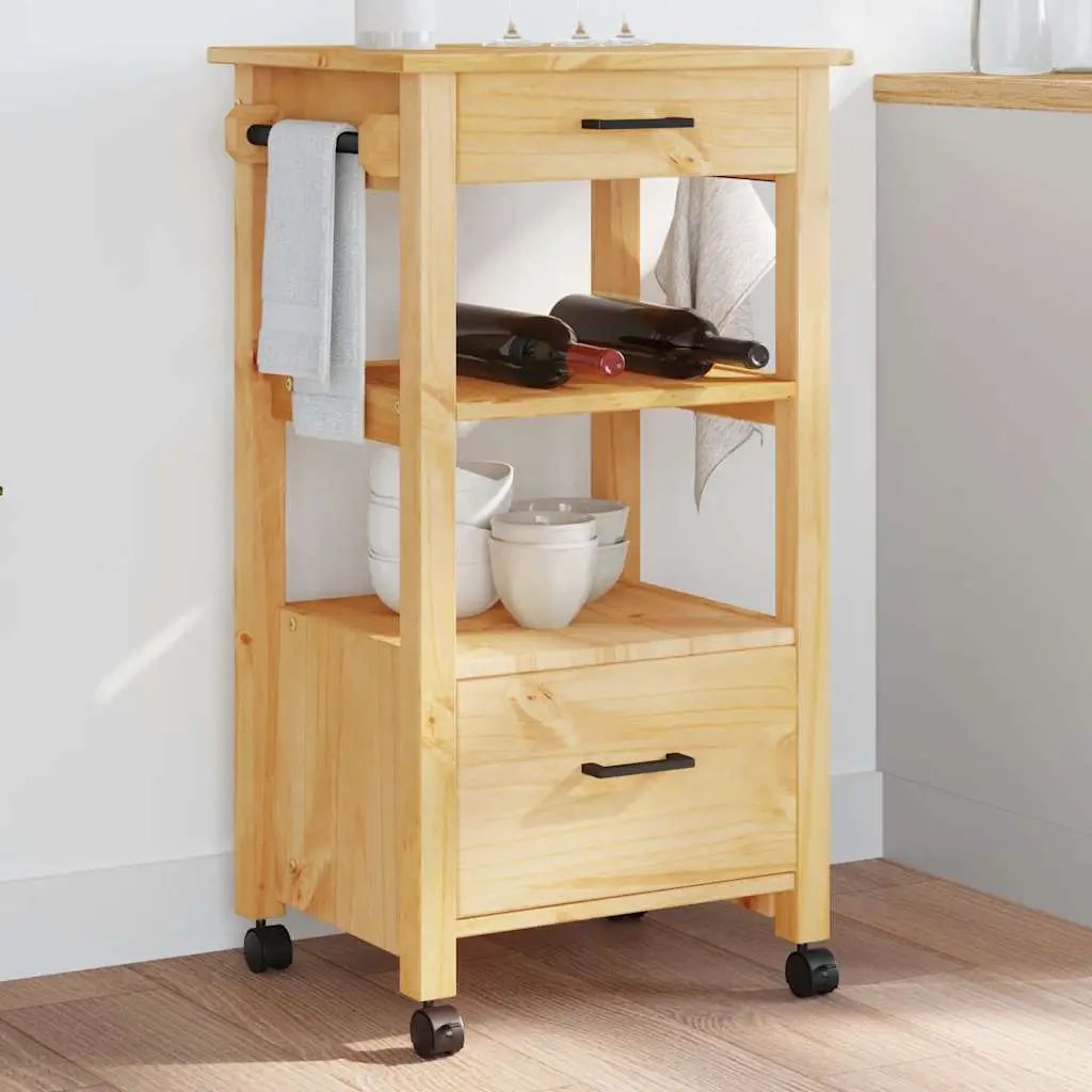 vidaXL Kitchen Trolley MONZA Black 48 x 40 x 88.5 cm Solid Pine Wood - from vidaXL