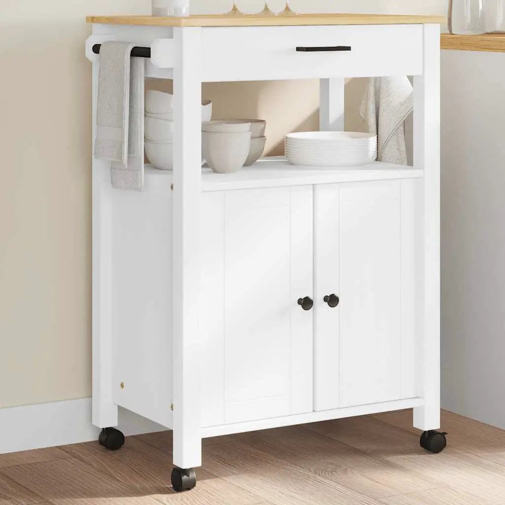vidaXL Kitchen Trolley MONZA Black 60 x 40 x 88.5 cm Solid Pine Wood - from vidaXL