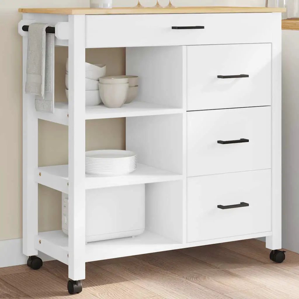vidaXL Kitchen Trolley MONZA Black 84 x 40 x 88.5 cm Solid Pine Wood - from vidaXL