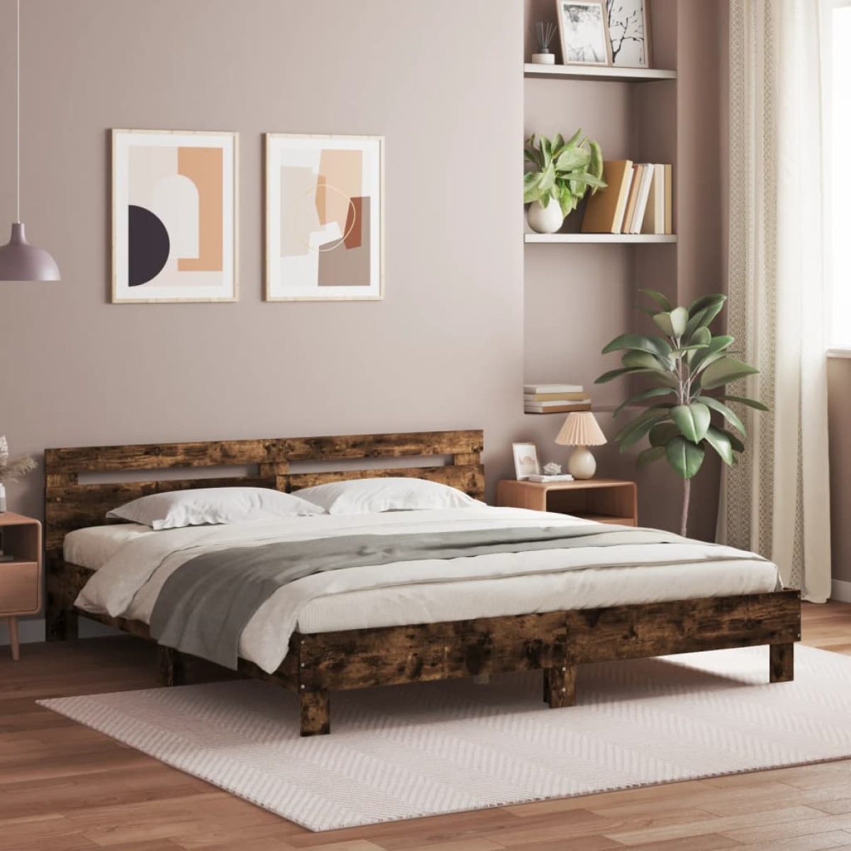 vidaXL Bed Frame Old Wood 203 x 95 x 70 cm Engineered Wood - from vidaXL