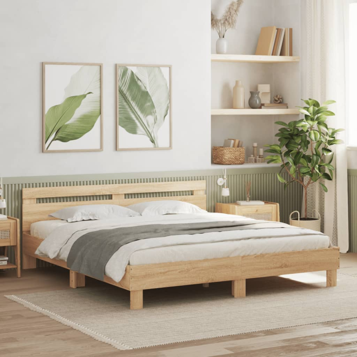 vidaXL Bed Frame Old Wood 203 x 95 x 70 cm Engineered Wood - from vidaXL