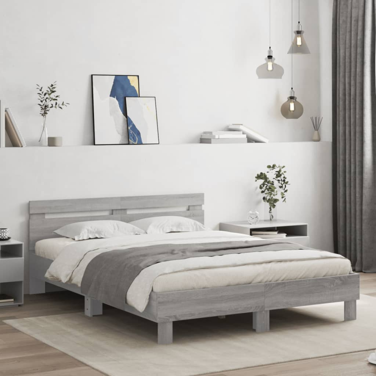 vidaXL Bed Frame Old Wood 203 x 95 x 70 cm Engineered Wood - from vidaXL