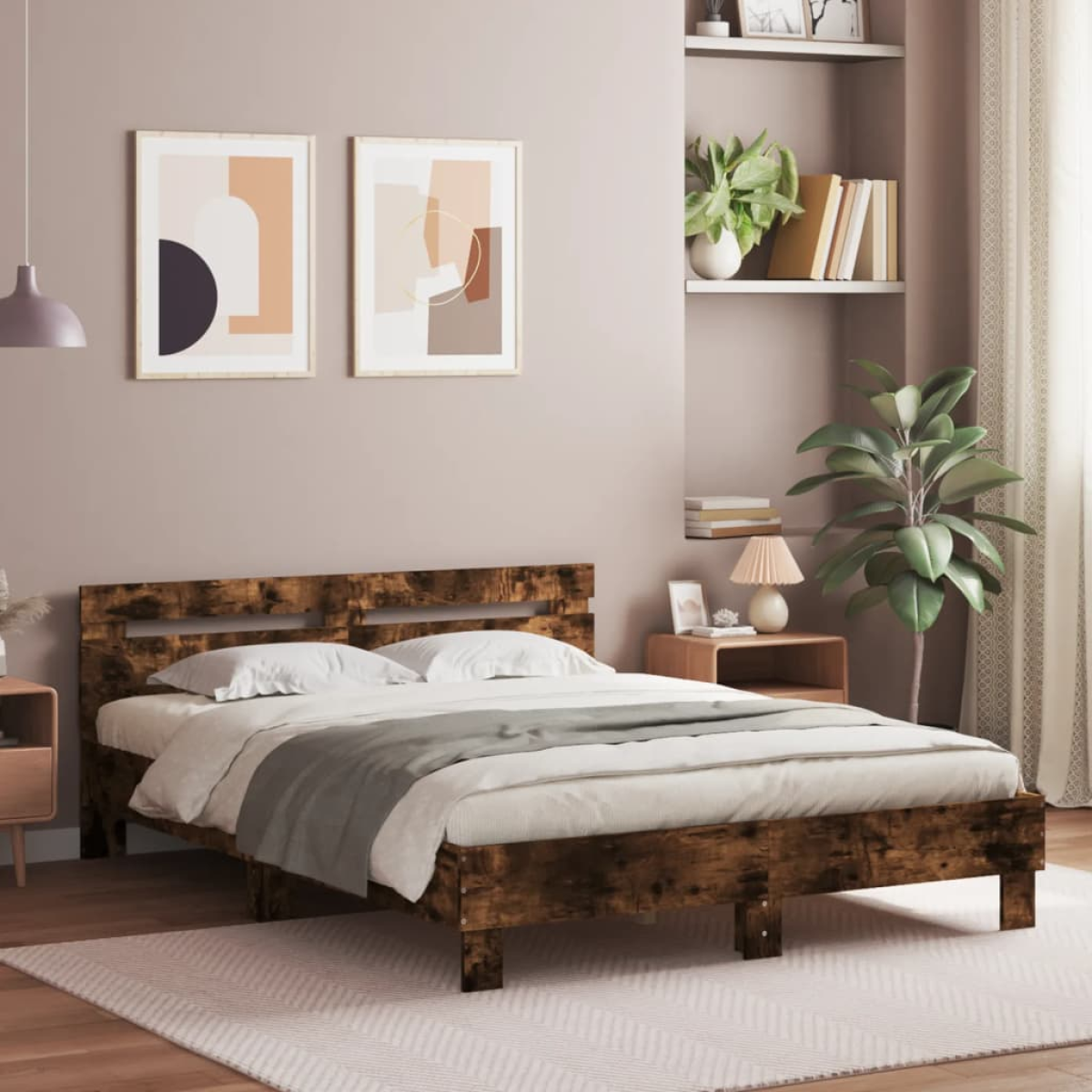 vidaXL Bed Frame Old Wood 203 x 95 x 70 cm Engineered Wood - from vidaXL