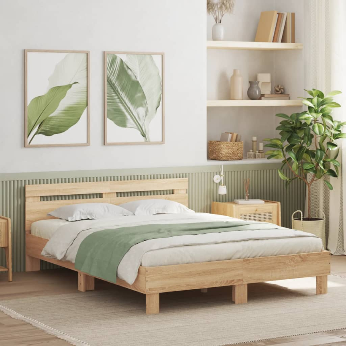vidaXL Bed Frame Old Wood 203 x 95 x 70 cm Engineered Wood - from vidaXL