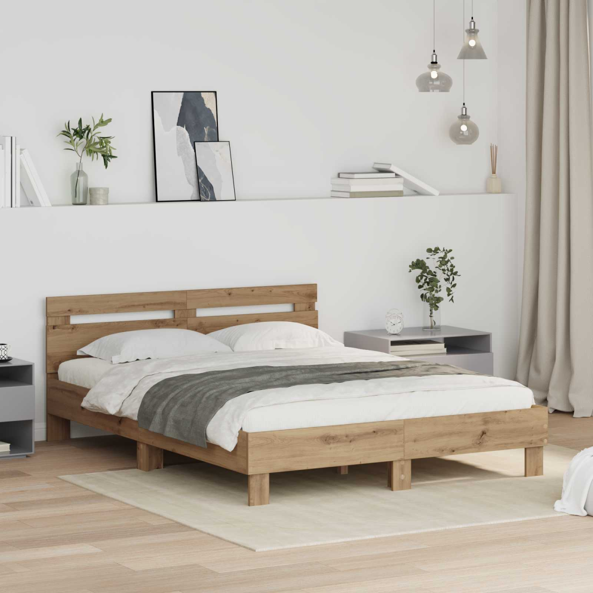 vidaXL Bed Frame Old Wood 203 x 95 x 70 cm Engineered Wood - from vidaXL