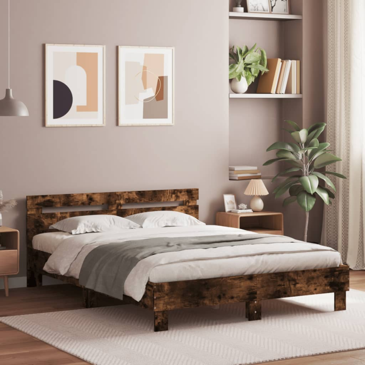 vidaXL Bed Frame Old Wood 203 x 95 x 70 cm Engineered Wood - from vidaXL
