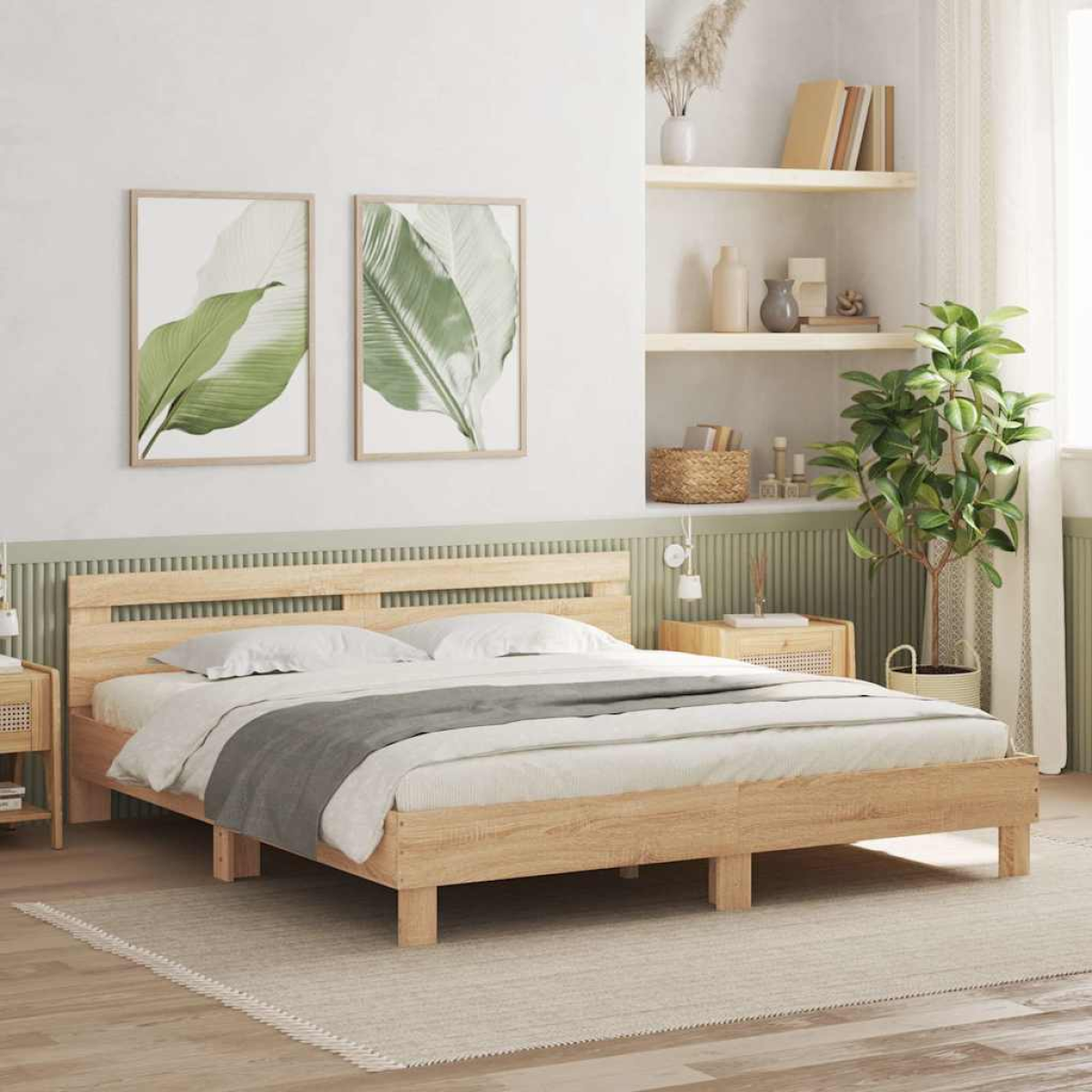 vidaXL Bed Frame Old Wood 203 x 95 x 70 cm Engineered Wood - from vidaXL