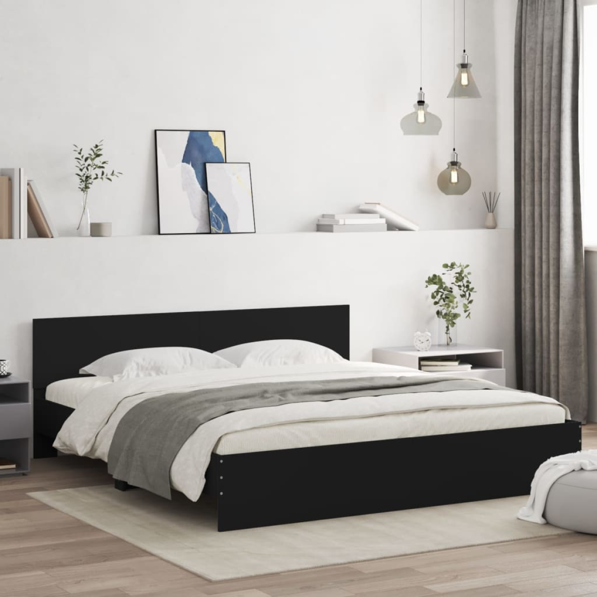 vidaXL Bed Frame with Headboard Old Wood 90 x 200 cm Engineered Wood - from vidaXL