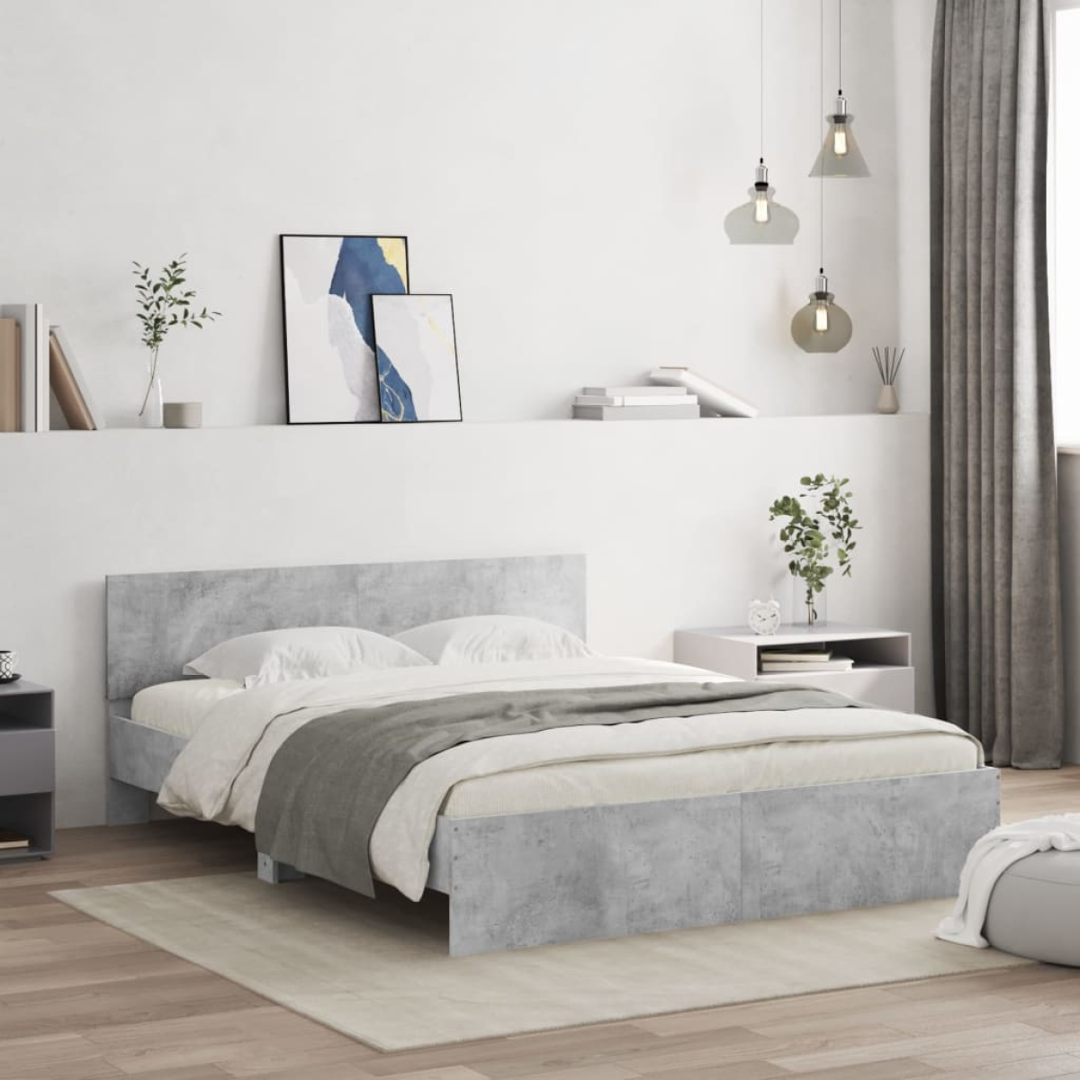 vidaXL Bed Frame with Headboard Old Wood 90 x 200 cm Engineered Wood - from vidaXL