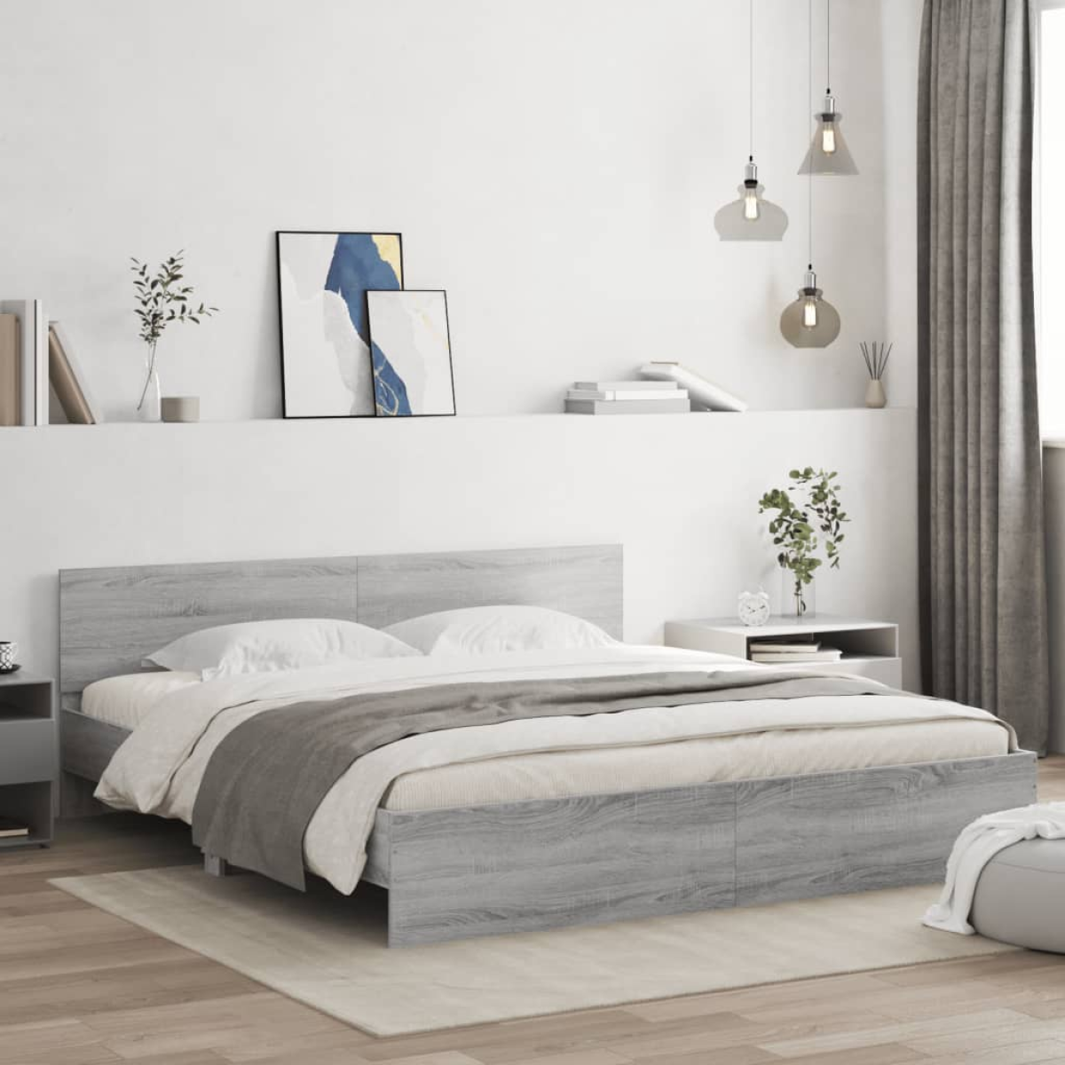 vidaXL Bed Frame with Headboard Old Wood 90 x 200 cm Engineered Wood - from vidaXL