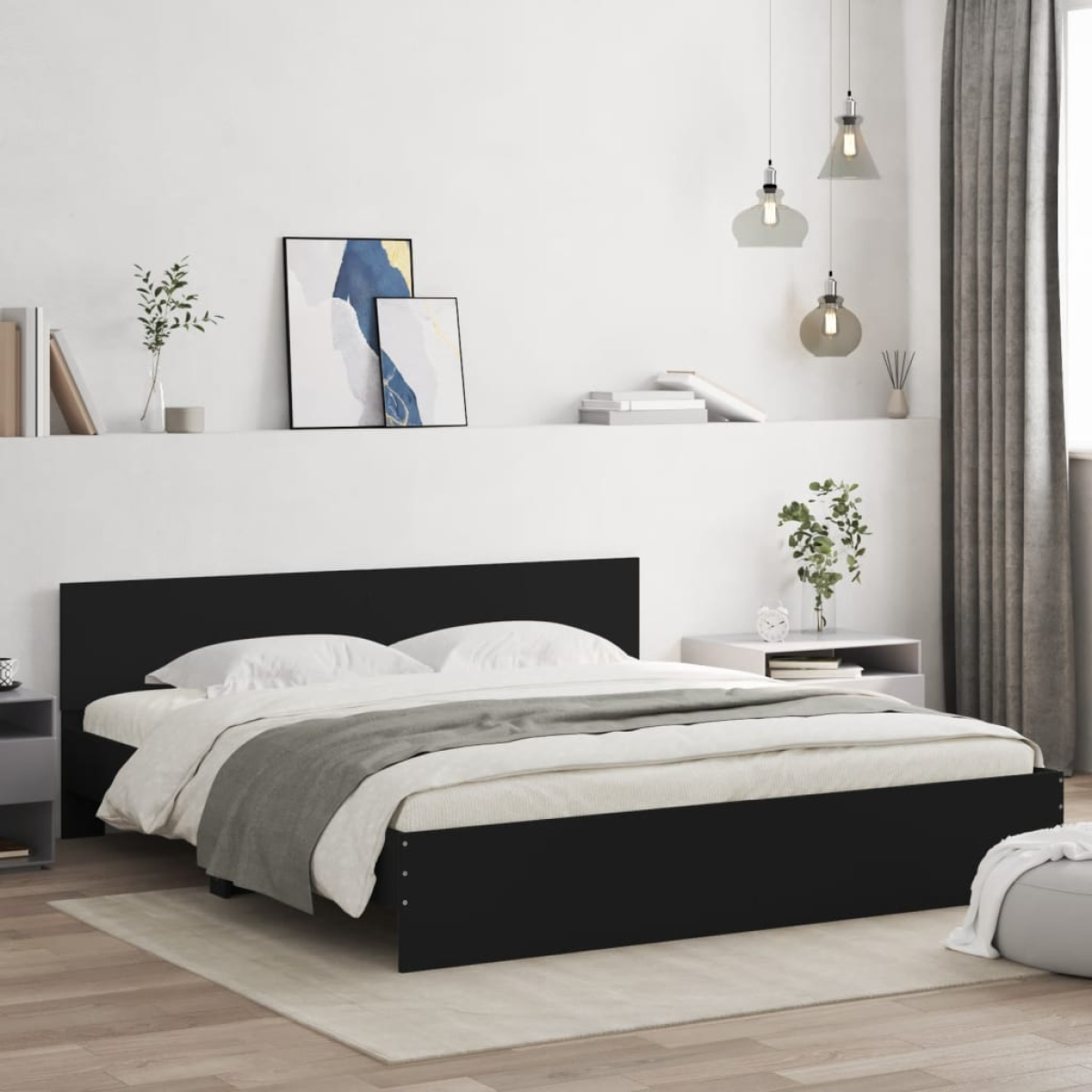 vidaXL Bed Frame with Headboard Old Wood 90 x 200 cm Engineered Wood - from vidaXL