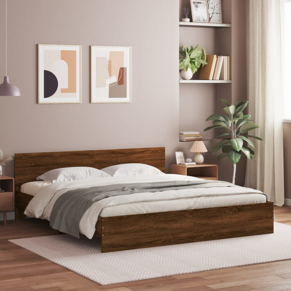 vidaXL Bed Frame with Headboard Old Wood 90 x 200 cm Engineered Wood - from vidaXL