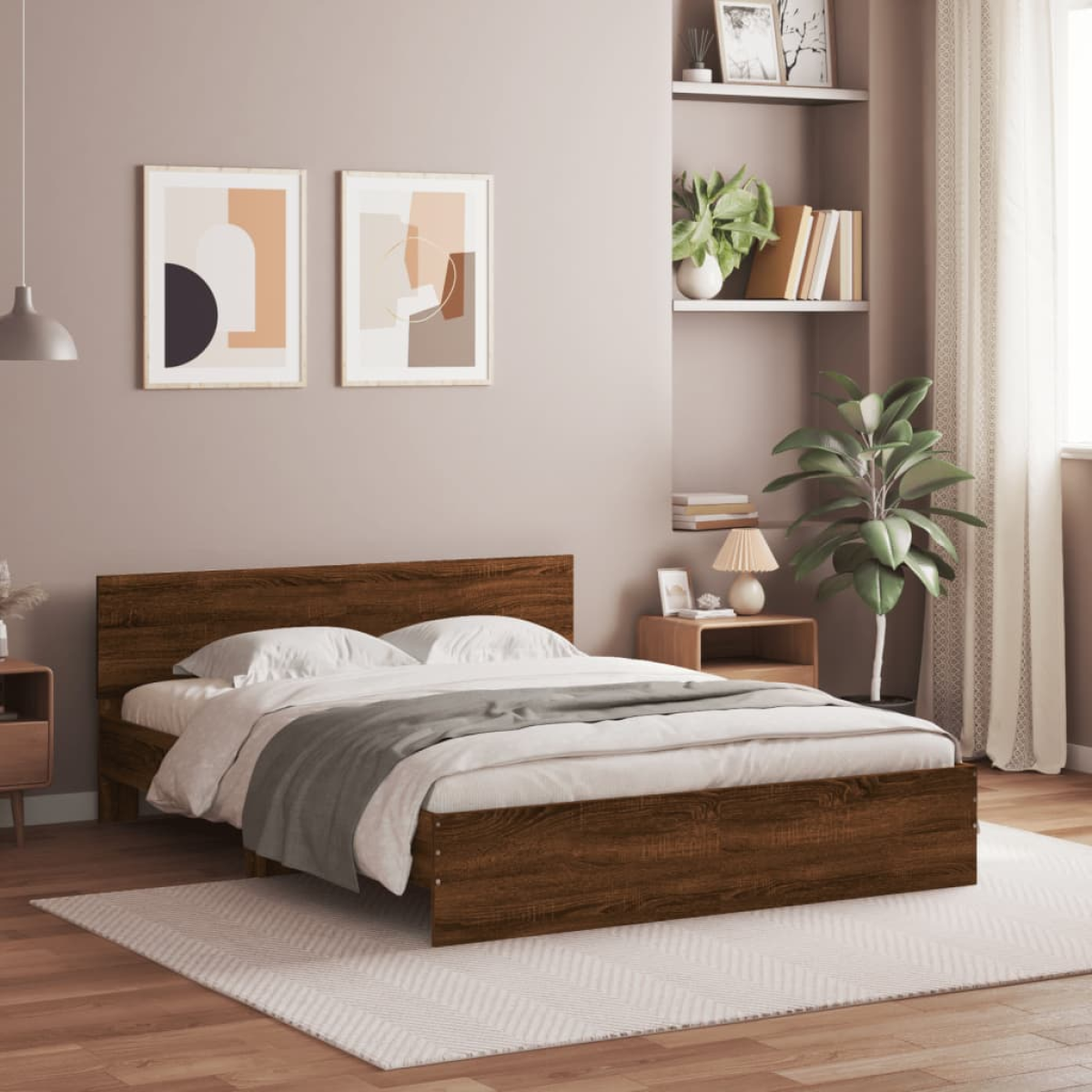 vidaXL Bed Frame with Headboard Old Wood 90 x 200 cm Engineered Wood - from vidaXL