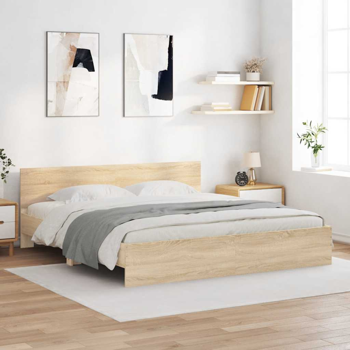 vidaXL Bed Frame with Headboard Old Wood 90 x 200 cm Engineered Wood - from vidaXL