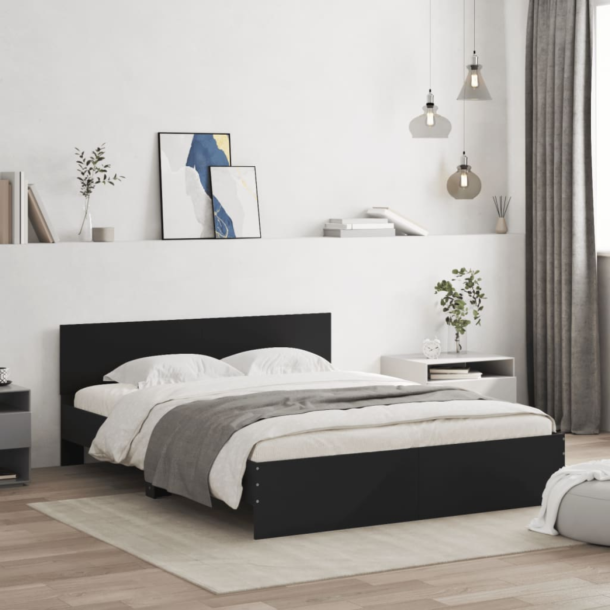 vidaXL Bed Frame with Headboard Old Wood 90 x 200 cm Engineered Wood - from vidaXL