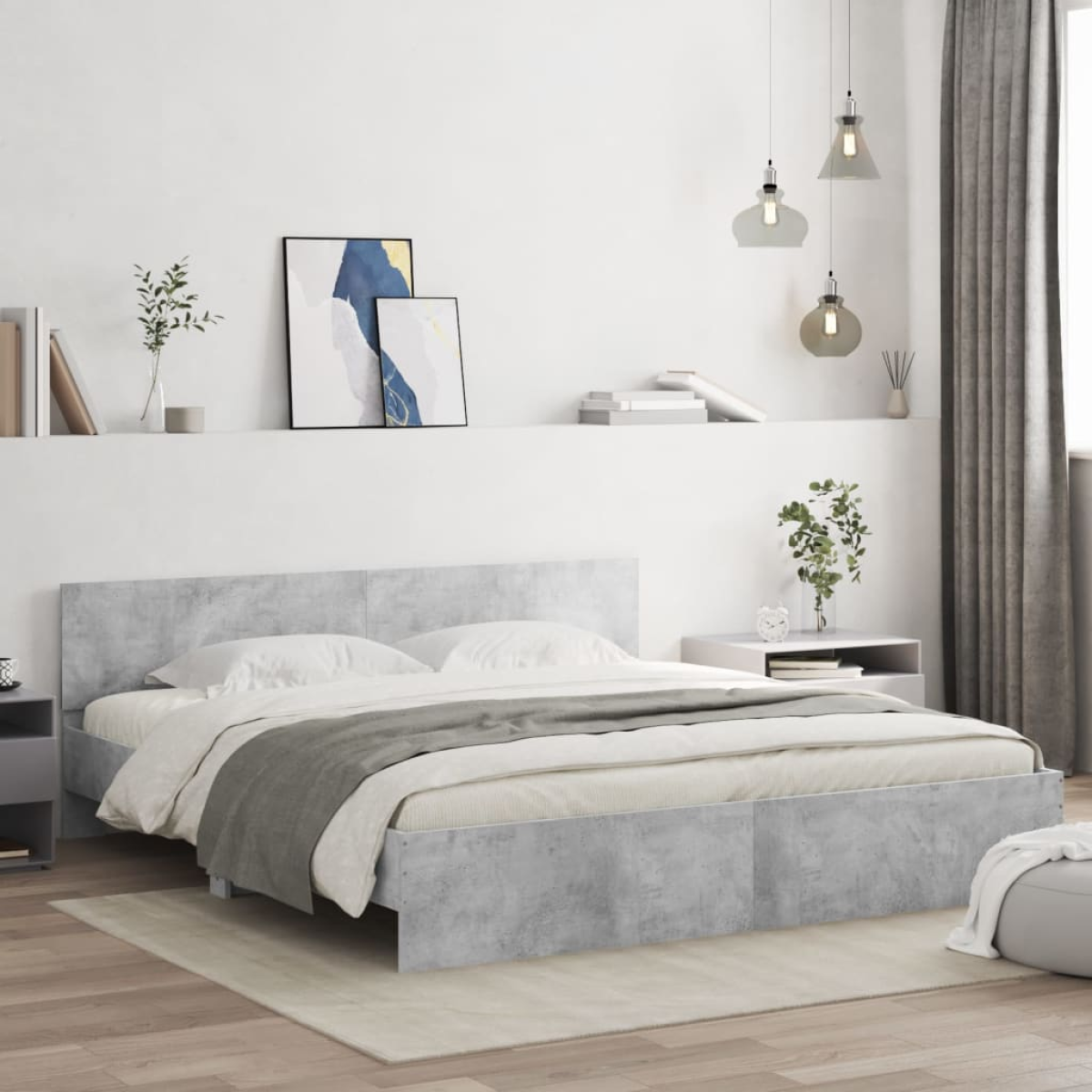 vidaXL Bed Frame with Headboard Old Wood 90 x 200 cm Engineered Wood - from vidaXL