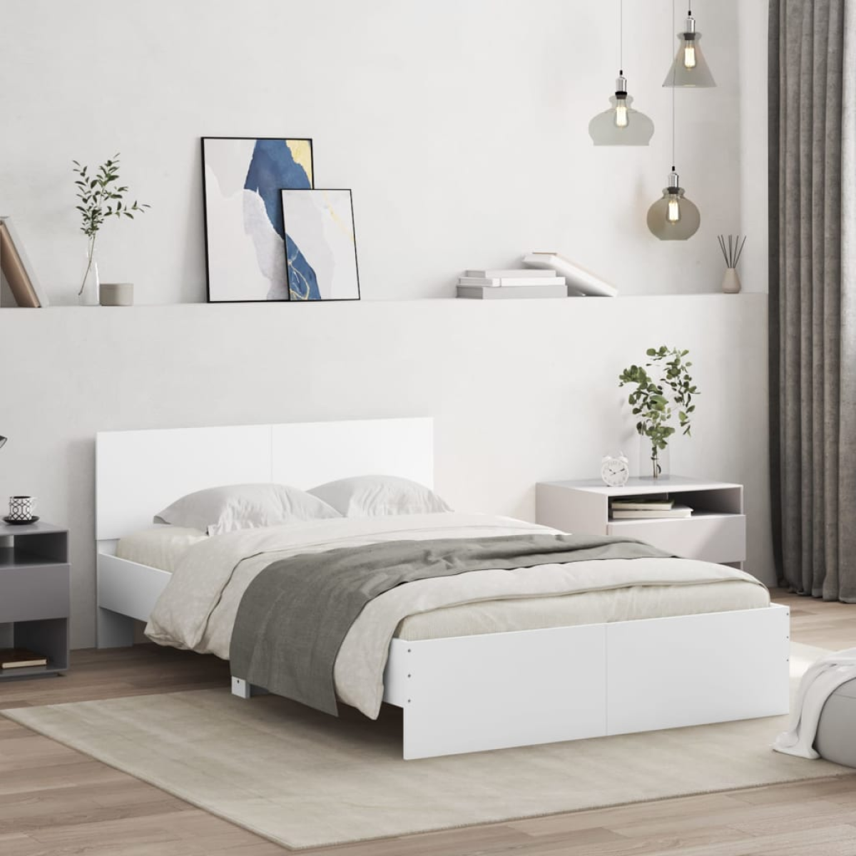 vidaXL Bed Frame with Headboard Old Wood 90 x 200 cm Engineered Wood - from vidaXL